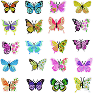 Sæt med 20 sommerfugle til dekoration